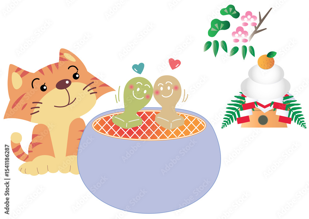 Obraz premium もちの恋人を見る猫