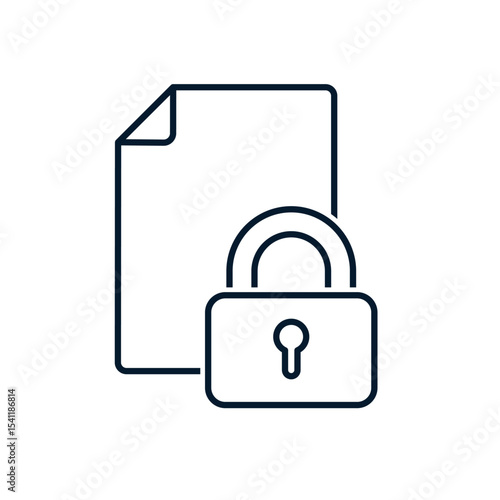 Concept document, confidentiality agreement. Vector linear icon isolated on white background.