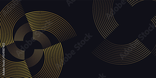 Abstract blue glowing geometric lines on dark blue background. Modern shiny blue circle lines pattern. Futuristic technology concept. Suit for cover, poster, banner, brochure, header, website