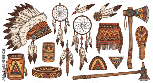 Native American Headdress, Dreamcatchers, and Ceremonial Tools Collection