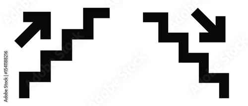 Stairs icon vector. Walking up staircase or stairs sign flat vector icon, Climb Up Stair Sign. Upstairs icon isolated sign symbol vector. Man climbing stairs. Step on the ladder. 