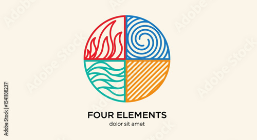 Symbolic Representation of the Four Classical Elements in a Circle.