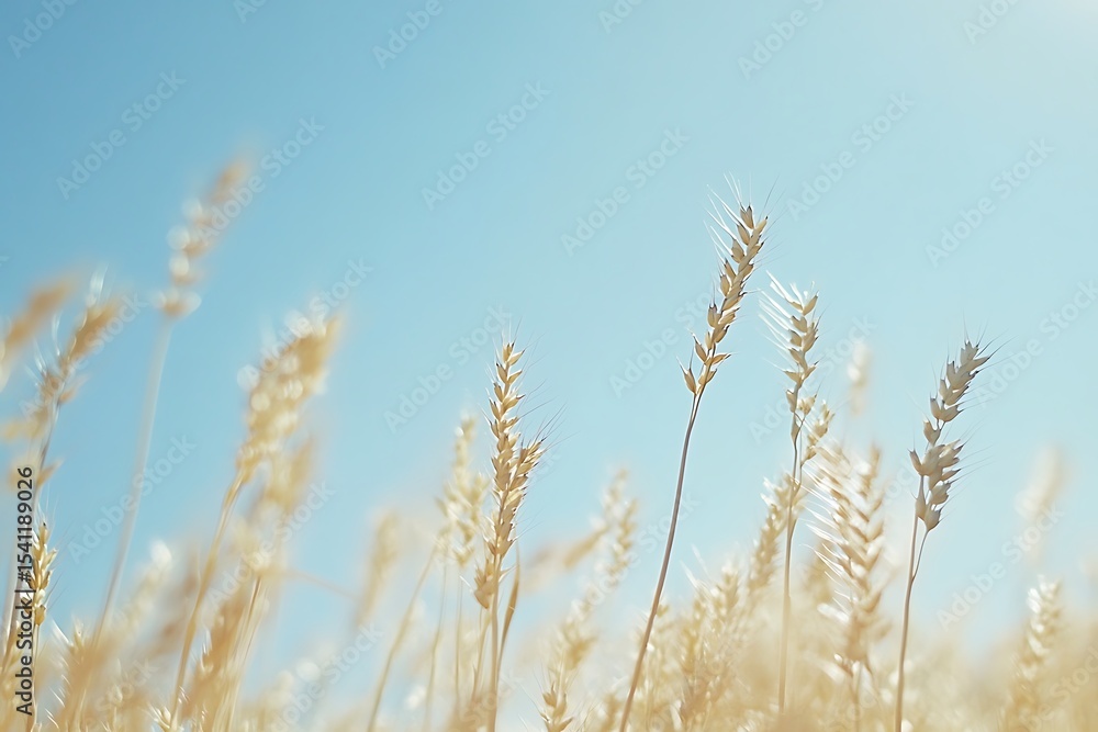 Golden Wheat Field Against Pale Blue Sky Summertime Crop Agriculture Scenery Golden Wheat Field Against Pale Blue Sky Summertime Crop Agriculture Scenery