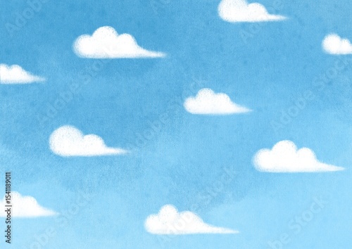 ふわふわした雲の背景素材_ブルー