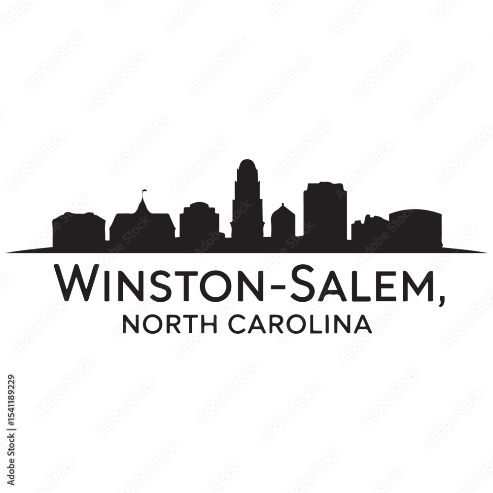 Winston–Salem skyline horizontal banner. Winston–Salem, North Carolina. Vector template for your design. Vector black silhouette. with white background Winston–Salem skyline horizontal banner. Winston–Salem, North Carolina. Vector template for your design. Vector black silhouette. with white background