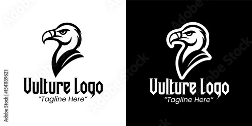 Powerful and Clean Vulture Logo for Business Branding in Monochrome