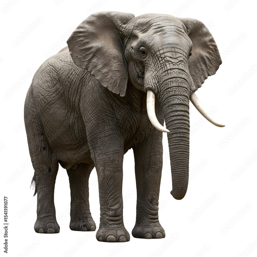 Fototapeta premium Majestic African Elephant: Powerful Symbol of Wildlife Conservation on transparent background