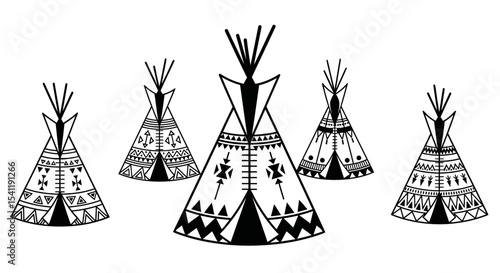 Group of Ornate Teepees in a Decorative Style