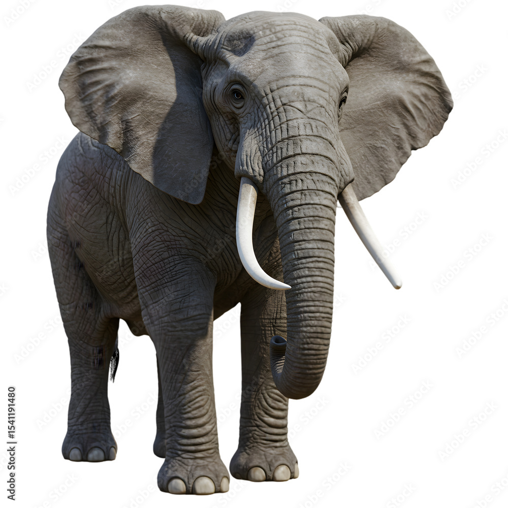 Obraz premium African Elephant: Powerful Mammal, Wildlife Photography, Tusks, Large Ears, Grey Skin on transparent background