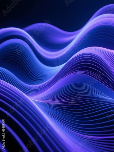 Abstract Wavy Lines in Gradient Purple and Blue