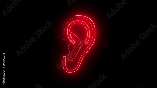 Wallpaper Mural Abstract neon glow Ear icon animation on black background. 4k video motion Torontodigital.ca