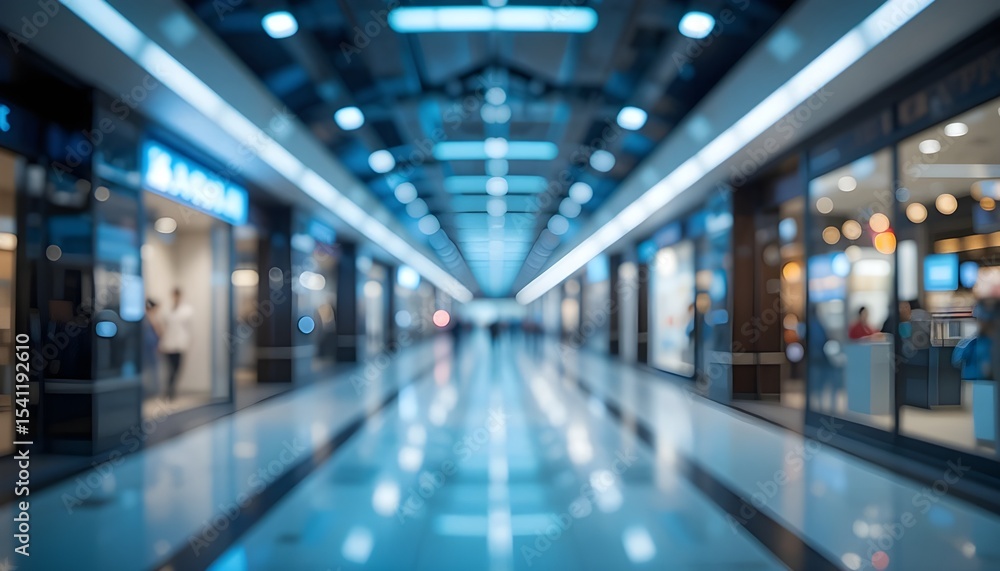 Abstract Blurred Technology Background of Empty Business Corridor with Futuristic Defocused Light Effects Abstract Blurred Technology Background of Empty Business Corridor with Futuristic Defocused Light Effects