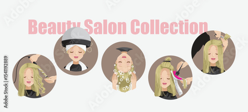Beauty Salon Cartoon Illustration Vector Collection 