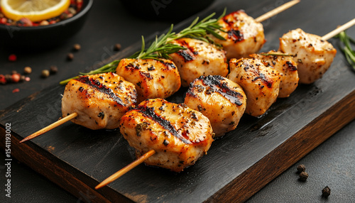 grilled chicken skewer with herbs and spices