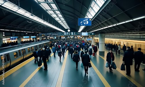 Wallpaper Mural A Crowded Train Station Platform Torontodigital.ca