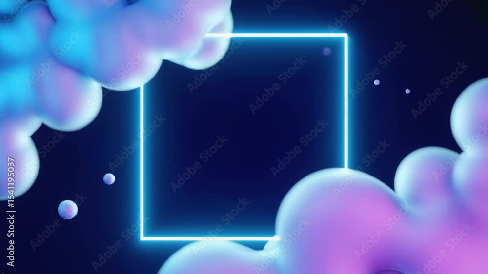 Abstract Glowing Square with Morphing Spheres Animation