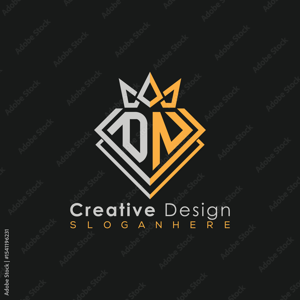 Obraz premium Luxury Letter Logo – Crown & Diamond Monogram for Creative Branding 