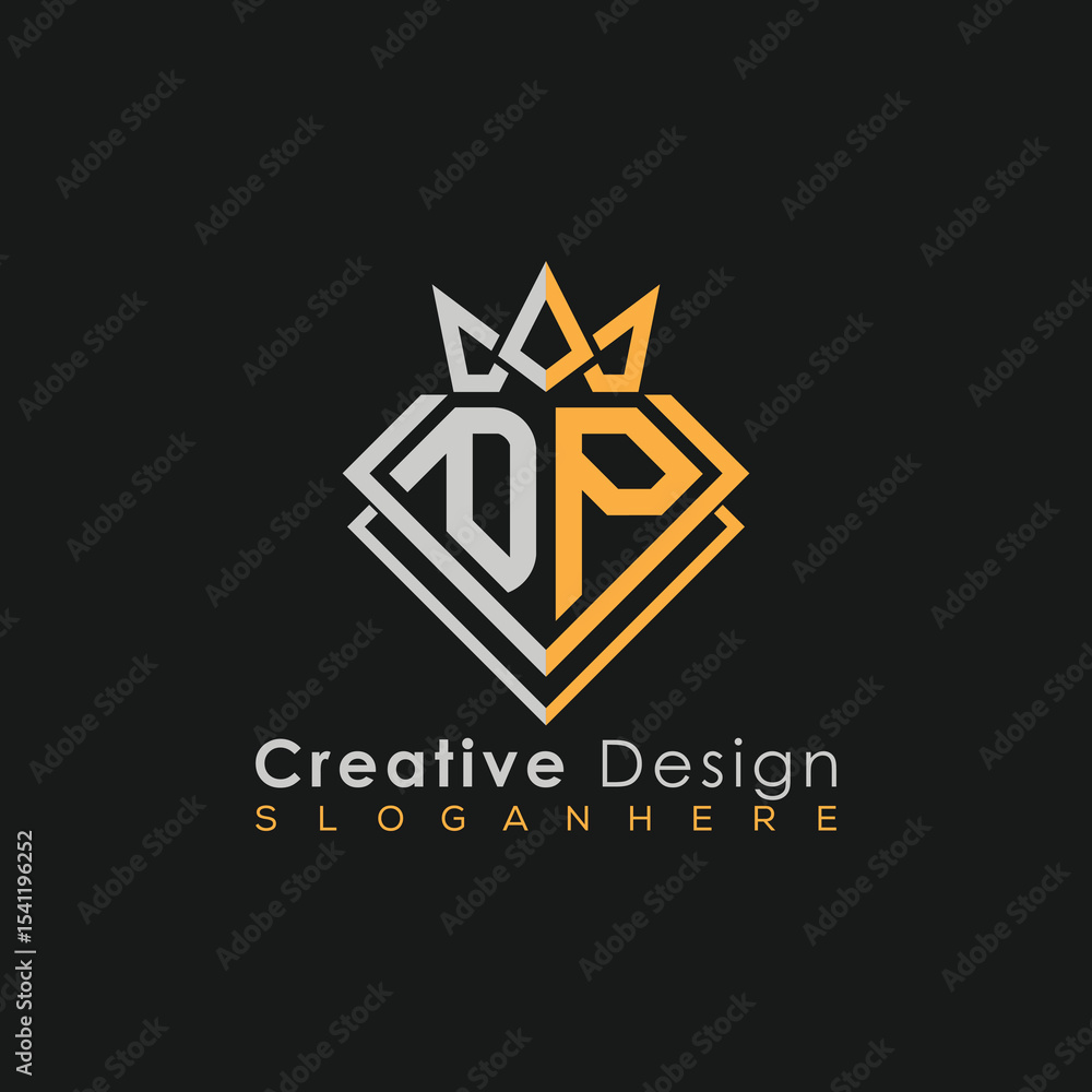 Obraz premium Luxury Letter Logo – Crown & Diamond Monogram for Creative Branding 