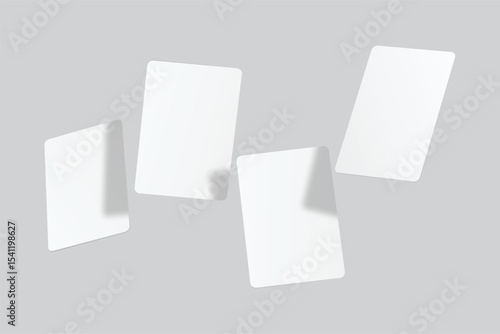 Playing cards flying mockup. Blank cards deck of poker hand, successful game, bet, casino ads, gambling business, game card or note cards, greeting card, invitation, credit card, business card 