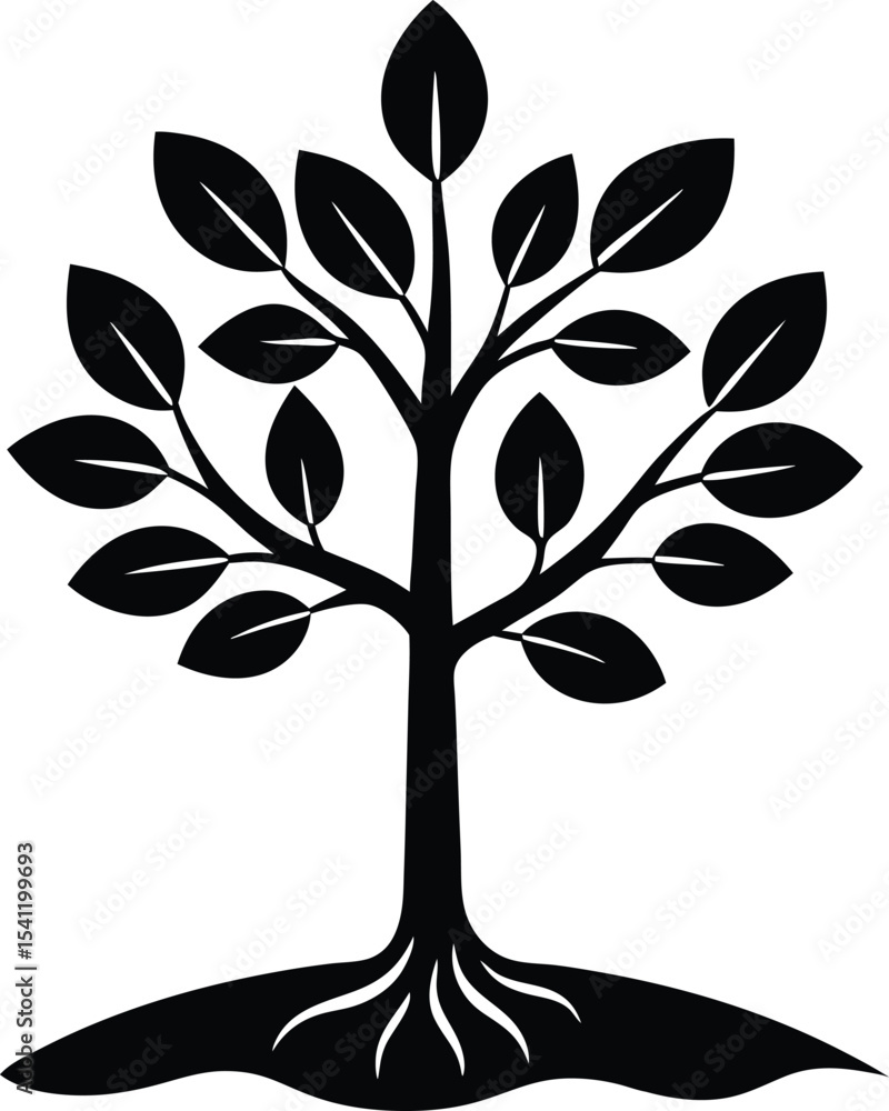 Obraz premium Skill development vector silhouette design depicting a seedling growing into maturity