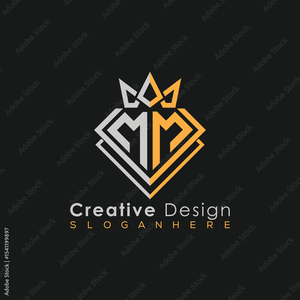 Obraz premium Luxury Letter Logo – Crown & Diamond Monogram for Creative Branding 