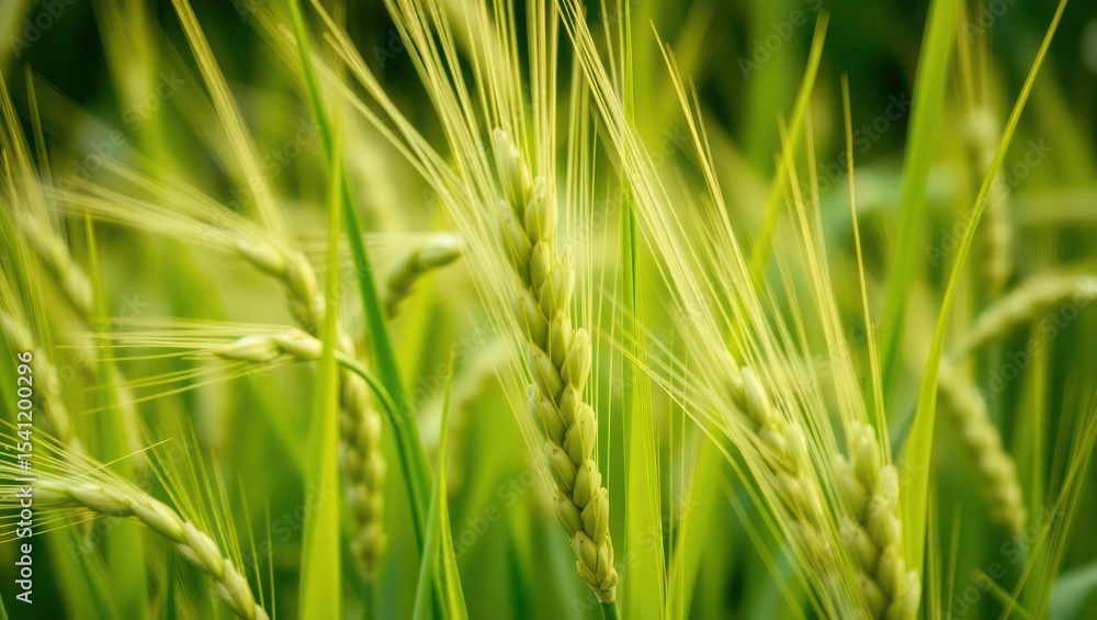 Vibrant Green Wheat Field, Nature's Bounty, Stunning Summer Scenery Vibrant Green Wheat Field, Nature's Bounty, Stunning Summer Scenery