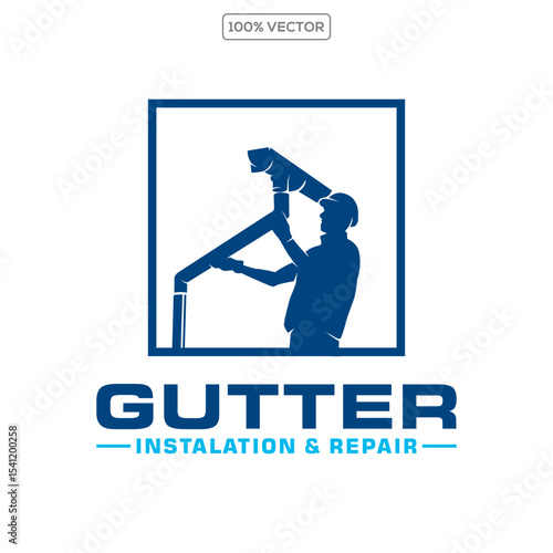 gutter roofing installation vector design template 01
