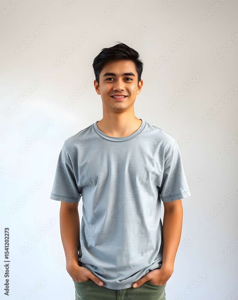 Confident Young Man in Casual Smart Outfit Posing Indoors Confident Young Man in Casual Smart Outfit Posing Indoors