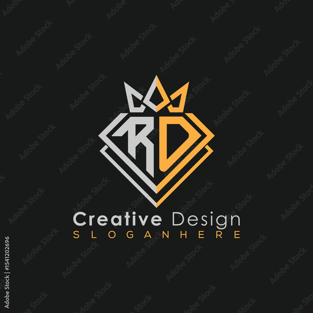 Obraz premium Luxury Letter Logo – Crown & Diamond Monogram for Creative Branding 