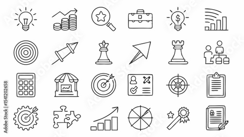 Set of vector icons for web design with business and home symbols including house building computer arrow hand and internet signs in black style