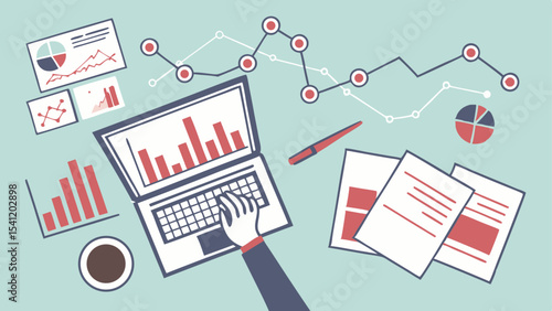 Vector illustration showing financial crisis sale and percent symbol with business elements