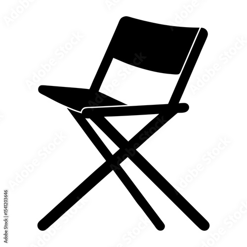 Folding chair silhouette. This image shows a black silhouette of a folding chair, also known as a collapsible chair or portable chair