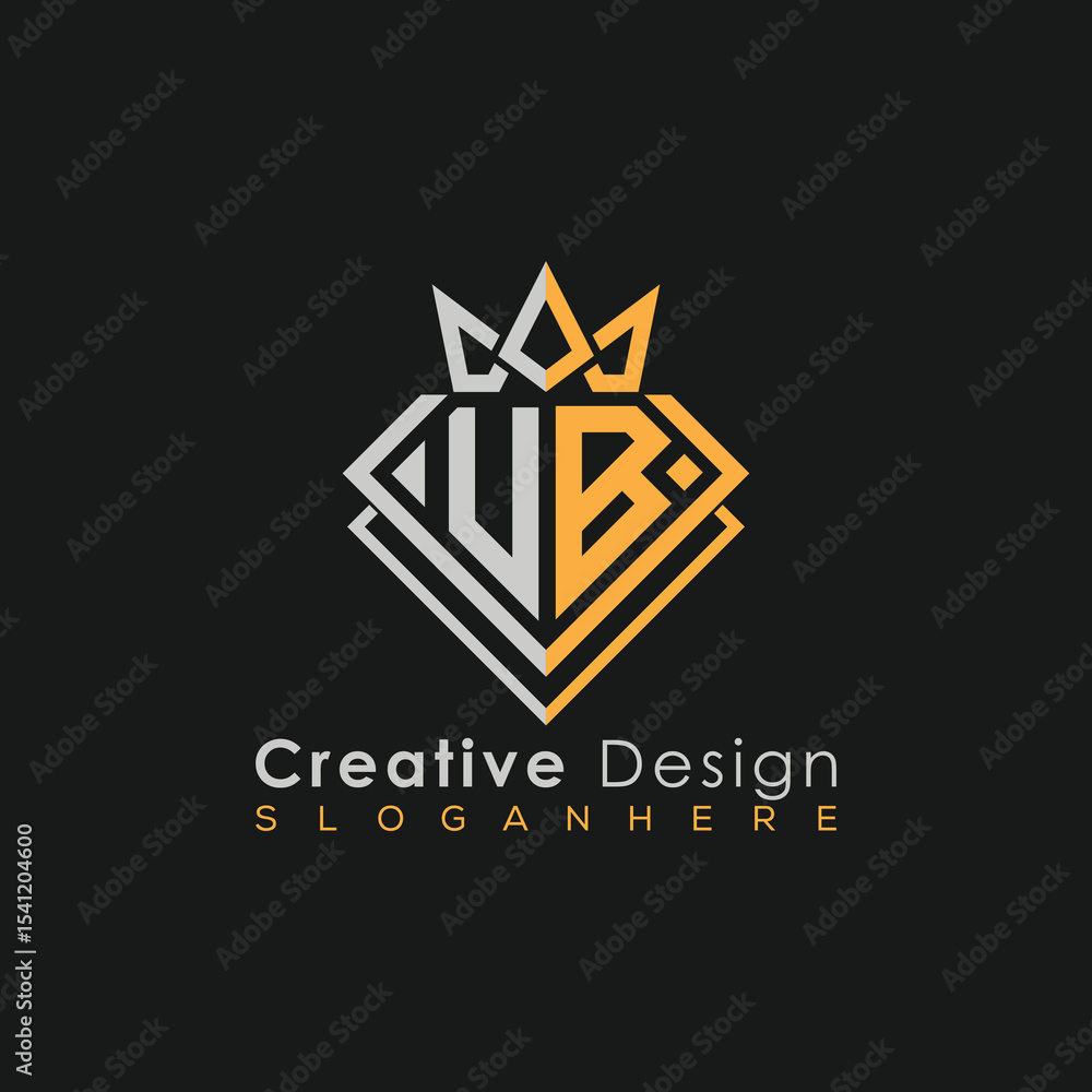 Fototapeta premium Luxury Letter Logo – Crown & Diamond Monogram for Creative Branding 