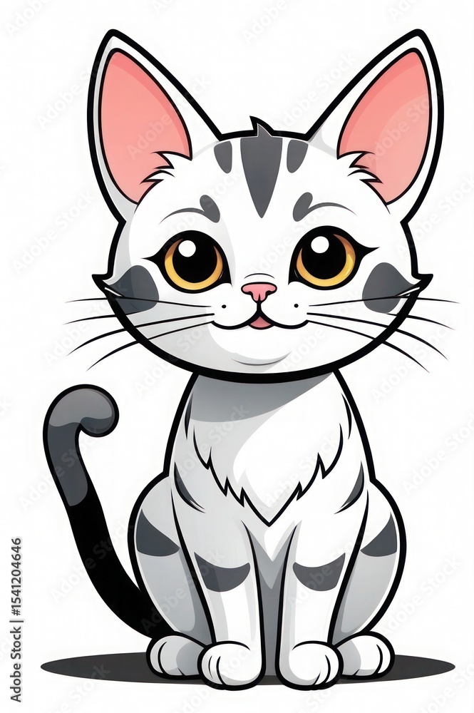 Adorable Cartoon Cat Simple, Cute, and Friendly Illustration Adorable Cartoon Cat Simple, Cute, and Friendly Illustration