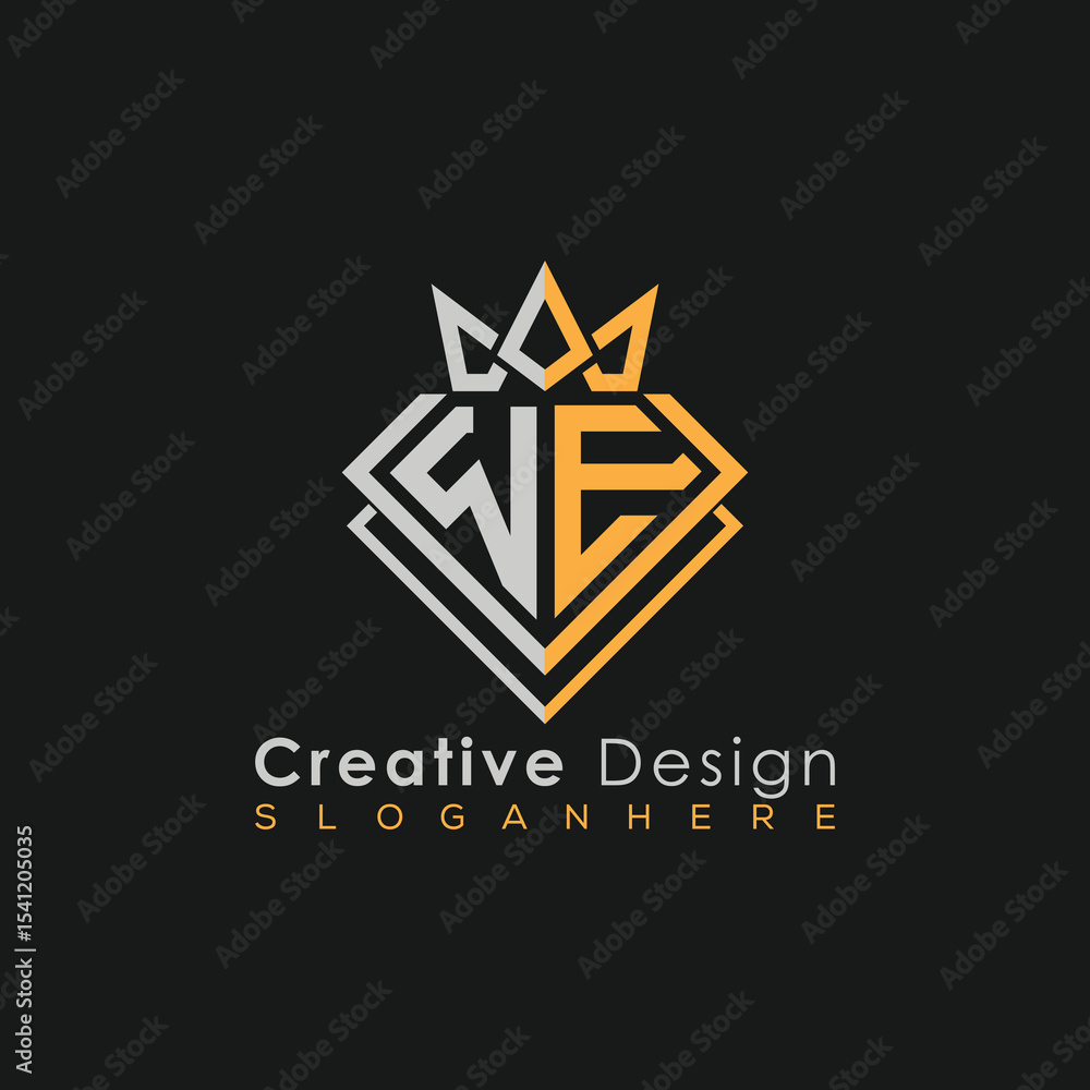 Fototapeta premium Luxury Letter Logo – Crown & Diamond Monogram for Creative Branding
