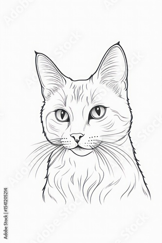 Wallpaper Mural Hand-Drawn Cat Sketch Outline, Doodle, Pet Portrait Torontodigital.ca