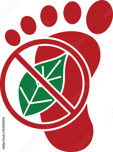 Environmental footprint icon depicting forbidden leaf nature conservation design