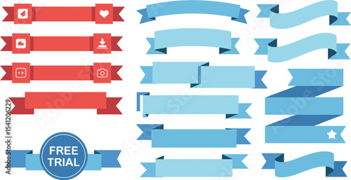 Vector ribbon banner set graphic design elements for web promotion and marketing advertisement template editable stock vector illustration