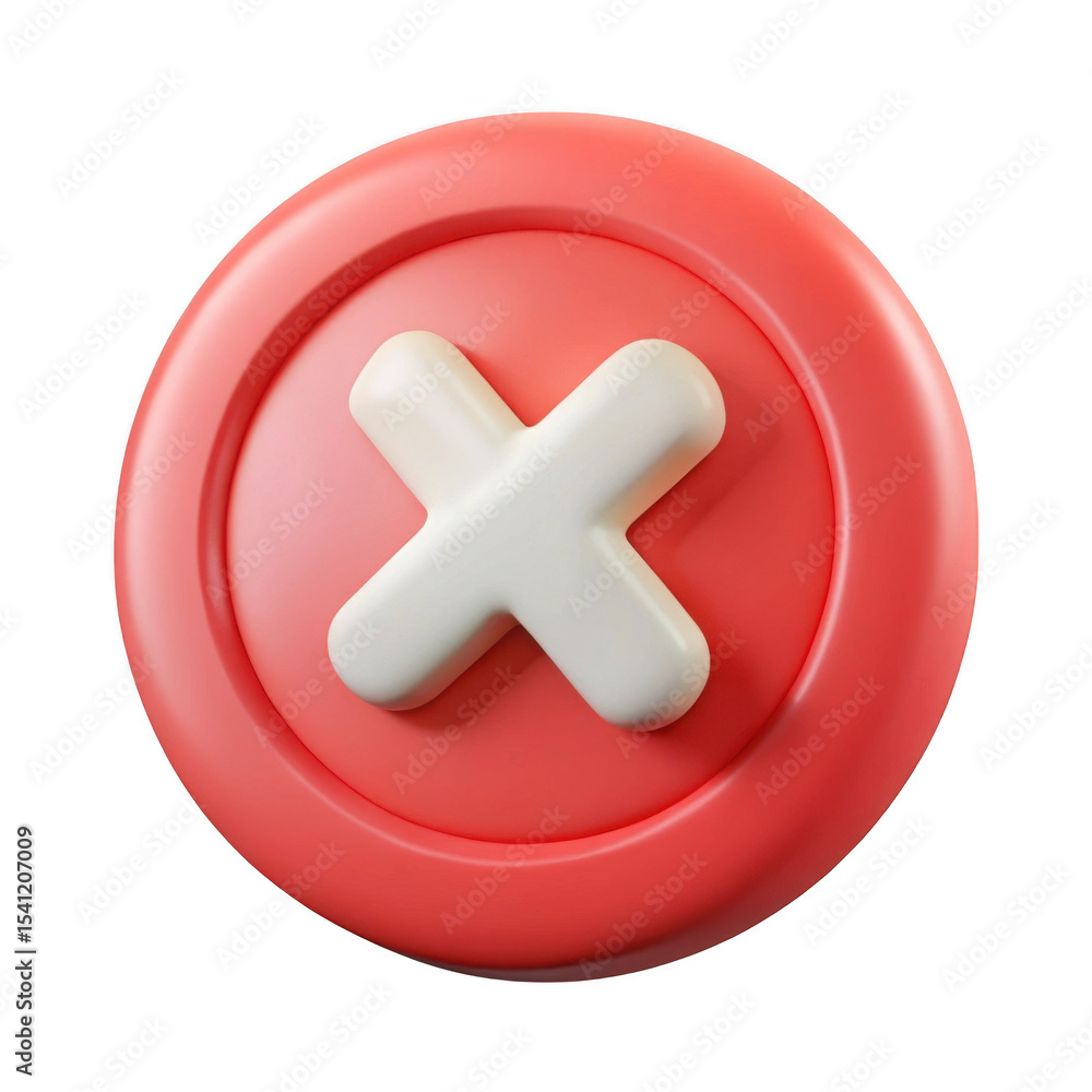 Obraz premium 3d realistic coral red cancel button icon isolated on transparent background