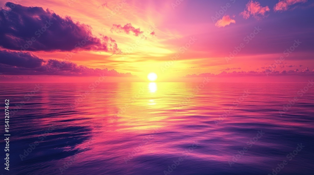 Fototapeta premium Colorful sunset over a calm sea.