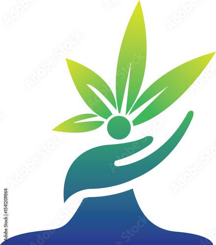 Green Tree leaf ecology nature element modern human hand logo design