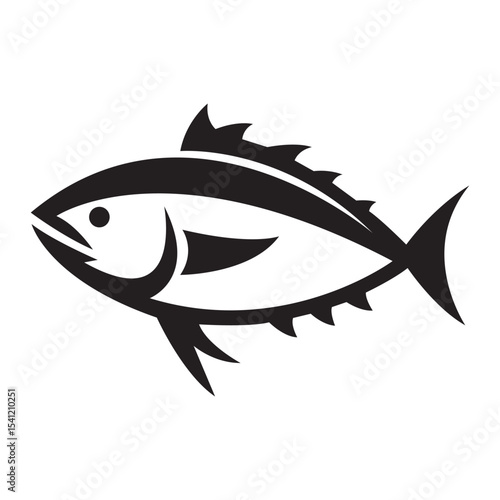Black silhouette vector of tuna fish
