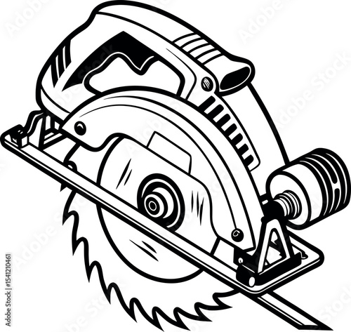 Electric circular saw silhouette vector illustration