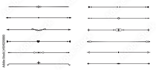 Set of Vintage decorative lines. text dividers. Line border. Lines separators, Borders, Vintage dividers, Underline elements. Vector illustration