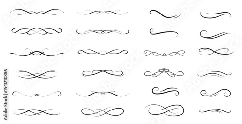 Set of Vintage decorative lines. text dividers. Line border. Lines separators, Borders, Vintage dividers, Underline elements. Vector illustration