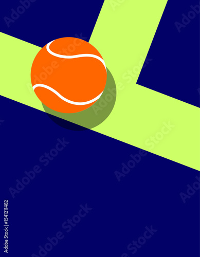 Tennis ball close up on the court vector illustration. Padel ball.