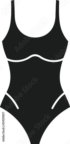 One Piece Swimsuit Silhouette Vector Illustration for Beachwear Design