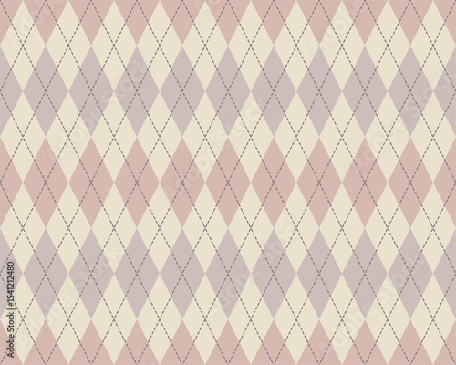 Argyle pattern on pastel pink purple beige