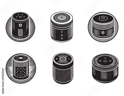 hands free smart home assistant device icon vector silhouette illustration