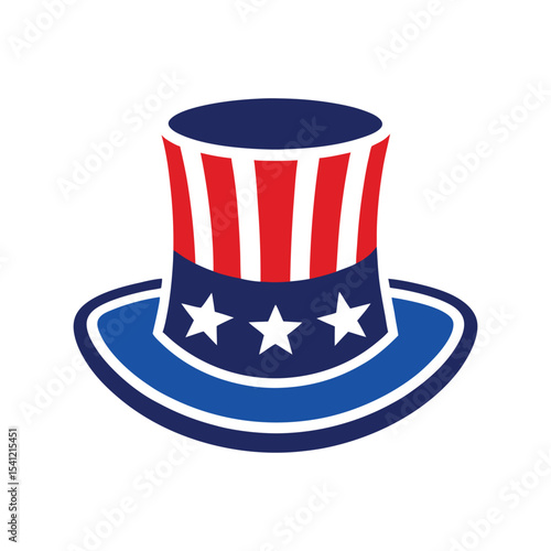 Patriotic hat vector illustration, American flag colors, Independence Day accessory, USA celebration design